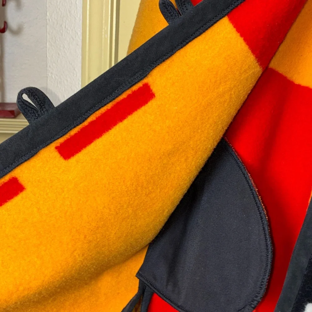 Aventura Colorblock Oversized Wool Blanket Car Coat Jacket Made in USA - Taos NM - Picture 3 of 5